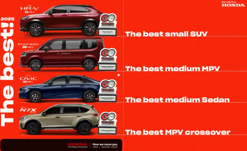 Dari Sedan hingga MPV, Honda Borong Penghargaan di Ajang GridOto Award 2025