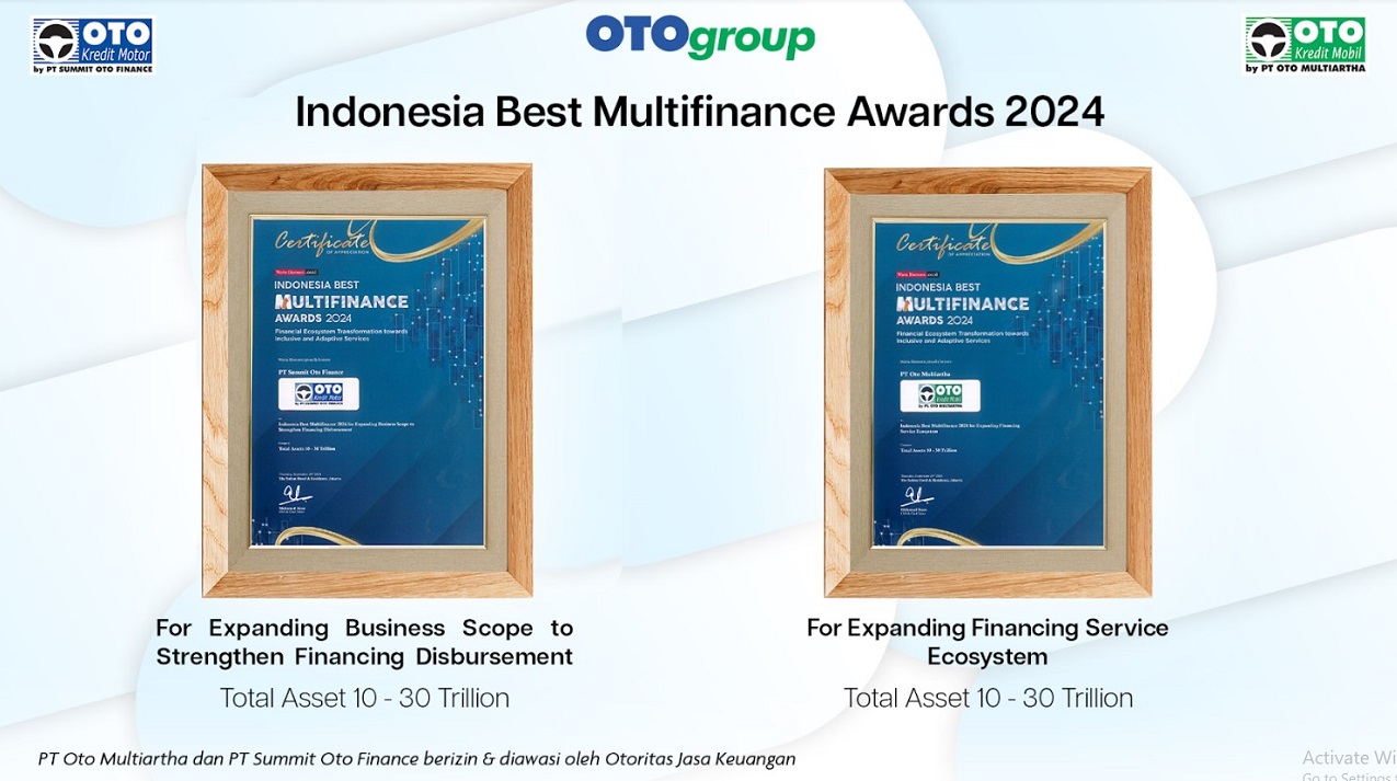 Sabet 2 Penghargaan di Ajang Indonesia Best Multifinance Awards 2024, Oto Group Jadi Lembaga Pembiayaan Paling Sehat! 