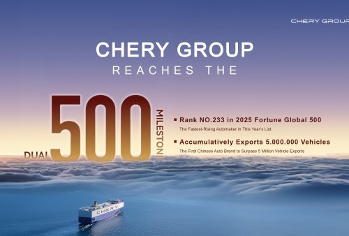 Chery Tembus Peringkat 233 Fortune Global 500 dan Capai 5 Juta Unit Ekspor